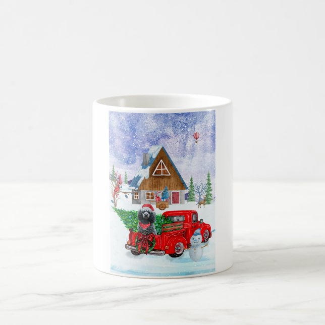 Mug Chien de caniche en livraison de Noël Camion Neige (Centre)