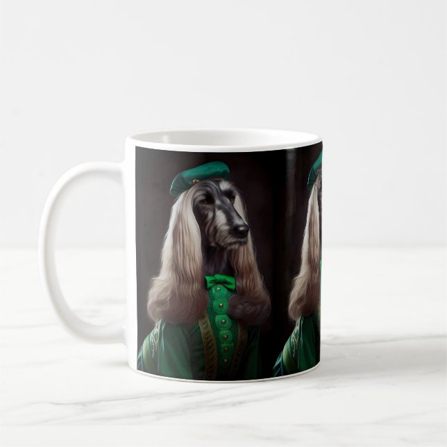 Mug chien de chien afghan en tenue de la Saint-Patrick (Gauche)