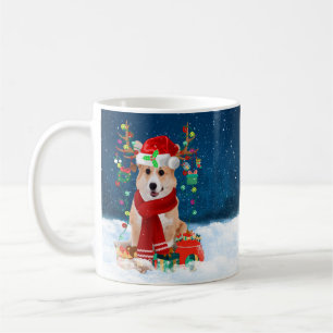 Mug Chien de Corgi en neige avec cadeaux de Noël