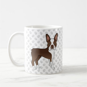 Mug Chien de dessin animé Boston Terrier marron et bla
