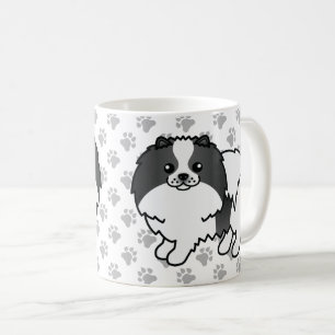 Mug Chien de dessin animé Pomeranian noir et multicolo