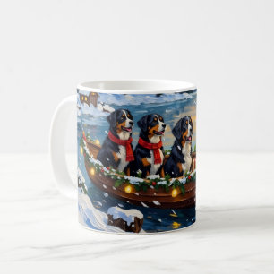 Mug Chien de montagne de Berne Noël Bateau Fêtes