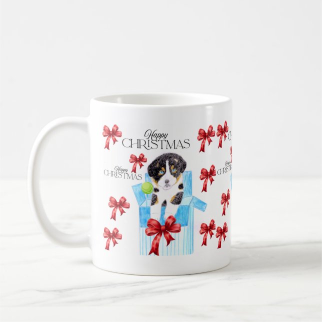 Mug Chien de Noël dans une boîte bleue (Gauche)