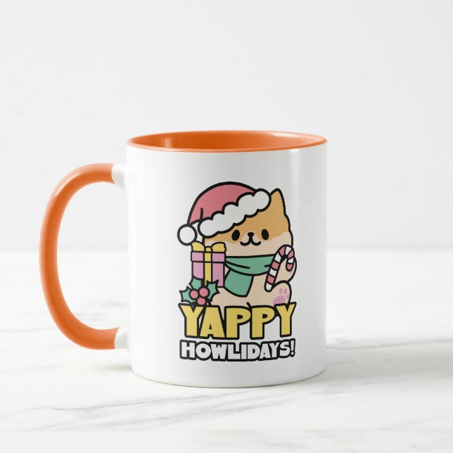 Mug Chien de Noël mignon - Yappy Howlidays (Gauche)