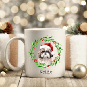 Mug Chien de Noël Shih Tzu Père Noël Vacances Animaux