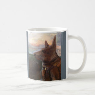 Mug "Chien de Phoebe peinture dans coucher du soleil"