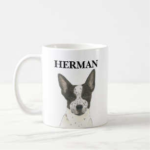 Mug Chien de poche Heeler noir et blanc personnalisé