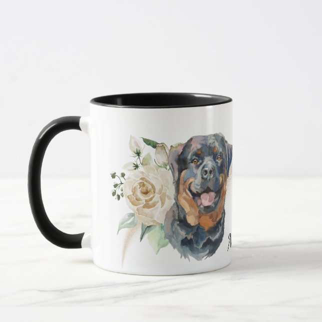 Mug Chien de Roquet de Rose blanche (Gauche)
