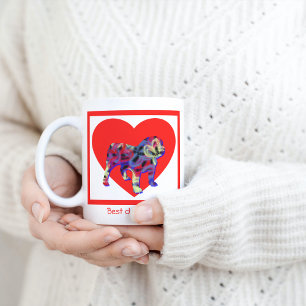 Mug Chien de taureau anglais Rouge Saint Valentin Coeu