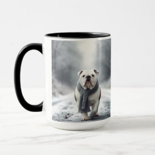 Mug Chien de taureau blanc Joyeux Noël Muet humaine