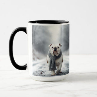 Mug Chien de taureau blanc Joyeux Noël Muet humaine