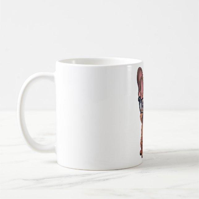 Mug Chien de taureau français portant des lunettes (Gauche)