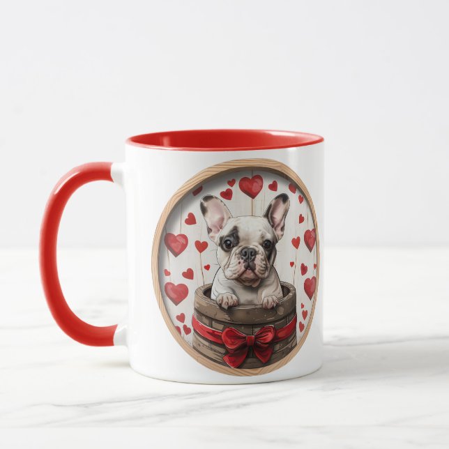 Mug Chien de taureau français Valentines (Gauche)