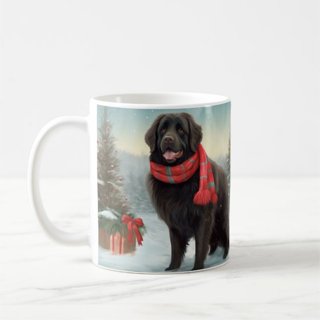 Mug Chien de Terre-Neuve à Noël de neige (Gauche)