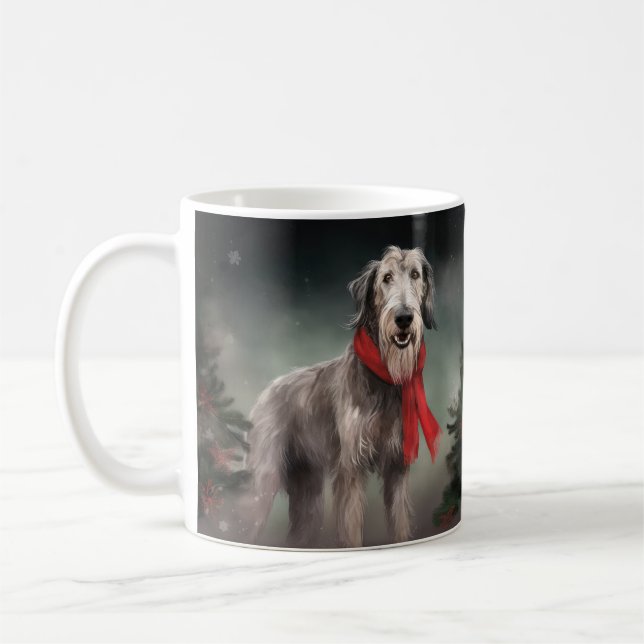 Mug Chien de Wolfhound à Noël de neige (Gauche)