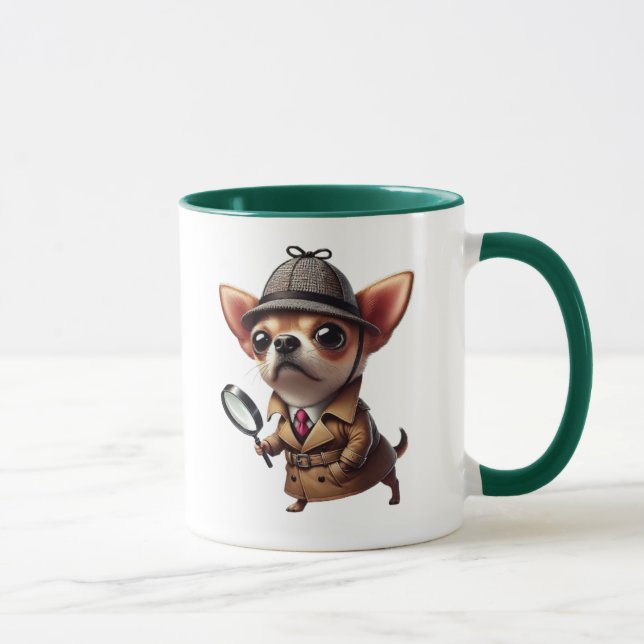 Mug Chien détective avec un look Sherlock Holmes. (Droite)