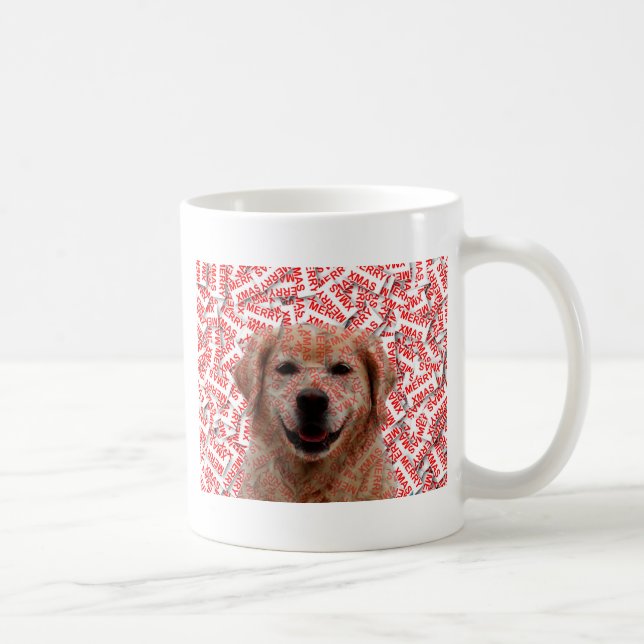 Mug Chien d'or de rétritrice souriant de Noël (Droite)