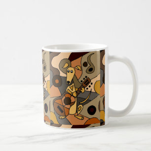 Mug Chien drôle de lévrier jouant l'abrégé sur guitare