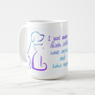 Mug Chien et Chat - Boire du café - Sauvez les animaux