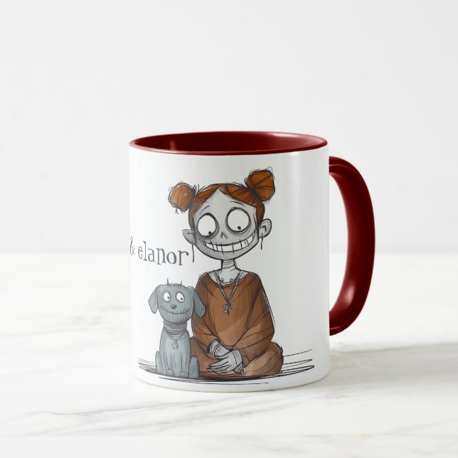 Mug Chien et fille éffrayant (Devant droit)