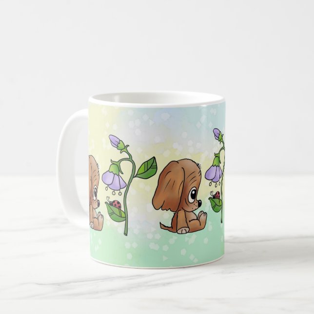 Mug Chien et fleur (Devant gauche)