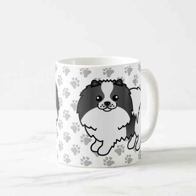 Mug Chien et pattes de caricature Poméranien de couleu (Devant droit)