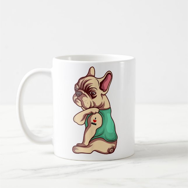 Mug Chien Français Bulldog I Love Maman Tattoo Love (Gauche)