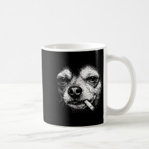 Mug Chien fumant une cigarette Chihuahua drôle Mème Ré