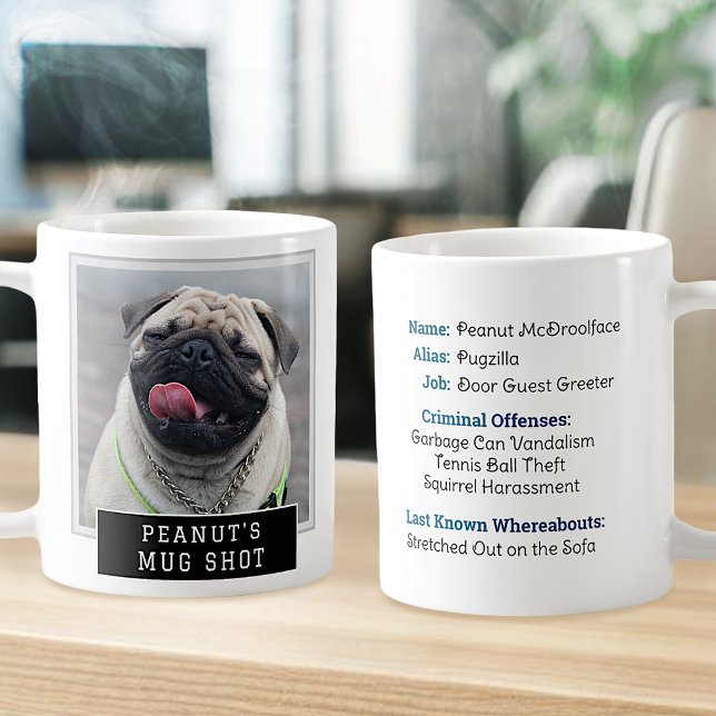 Mug Chien Funny Novelty Mugshot Photo personnalisée Te (Créateur téléchargé)