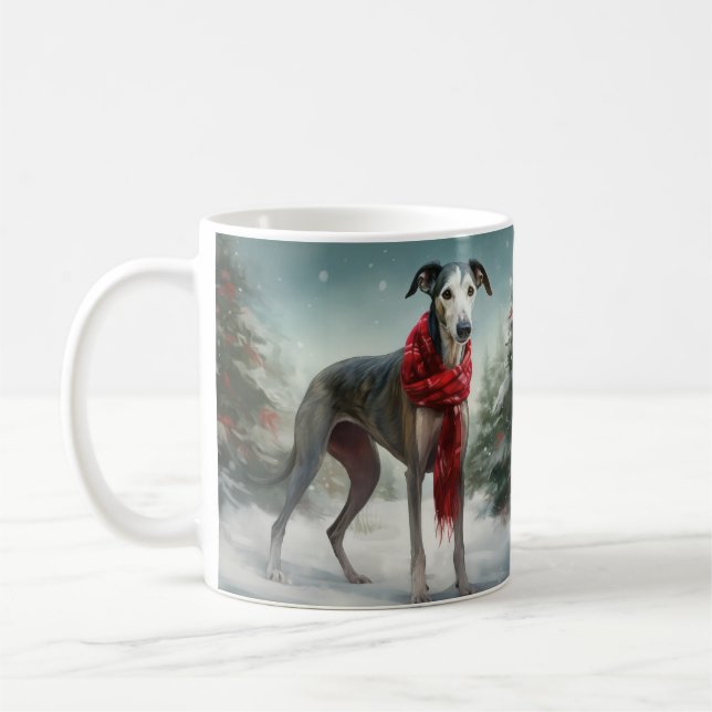 Mug Chien gris à Noël de neige (Gauche)