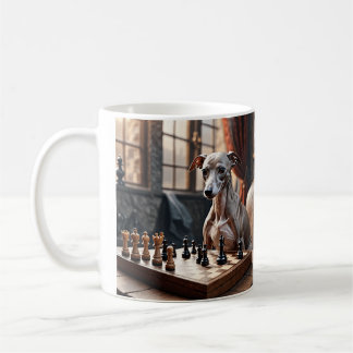 Mug Chien gris italien jouant aux échecs