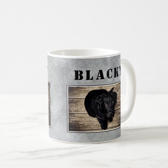 Mug Chien gris moderne Nom de l'animal de compagnie Ph (Devant droit)