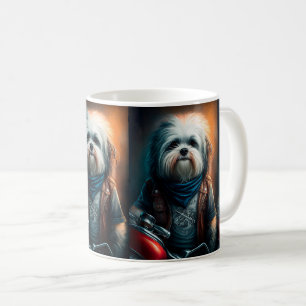 Mug Chien Havanais en vélo peinture numérique