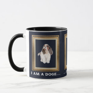 Mug Chien heureux Dogcoin dans un cadre doré