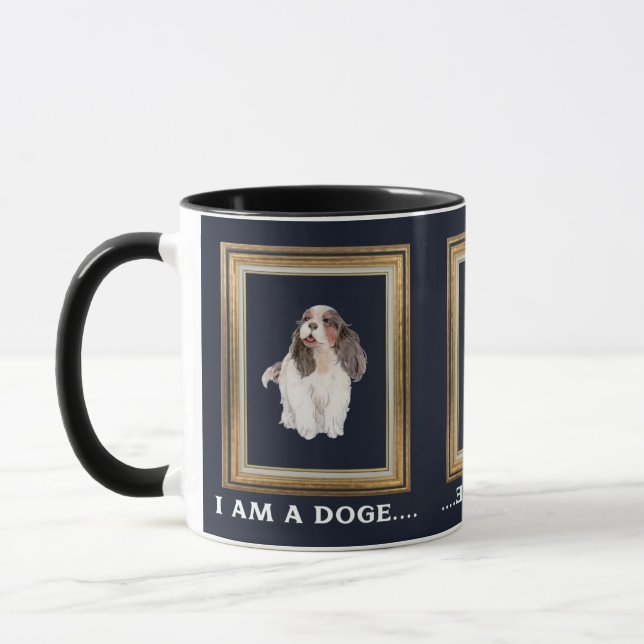 Mug Chien heureux Dogcoin dans un cadre doré (Gauche)