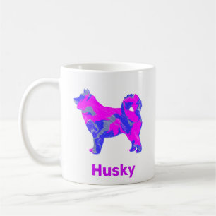 Mug Chien Husky Sibérien Rose, Bleu & Blanc