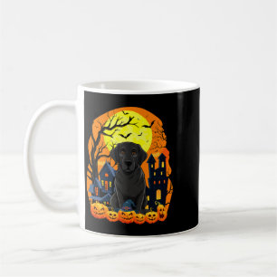 Mug Chien Labrador Noir Avec Citrouilles Drôle Effraya