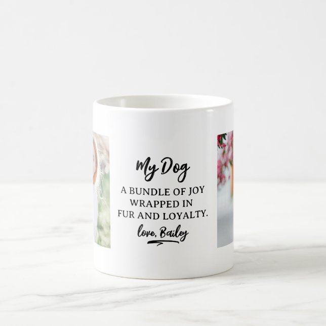 Mug Chien, Le paquet de joie, fourrure et citation de  (Centre)