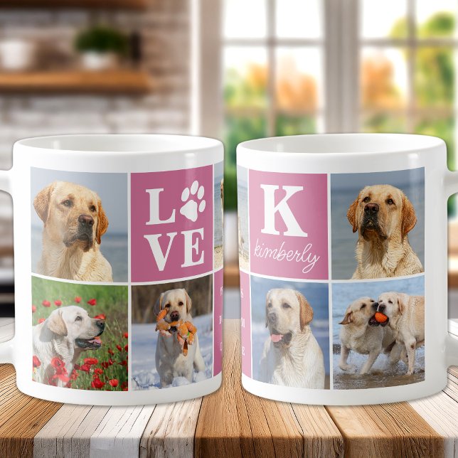 Mug Chien LOVE Personnalisé 7 Photo Collage Empreinte  (Créateur téléchargé)