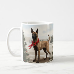 Mug Chien malinois belge à Noël de neige