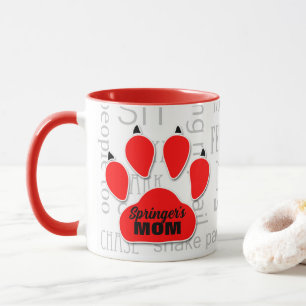 Mug Chien Maman Empreinte de patte rouge avec le nom d