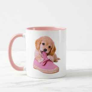 Mug Chien Mignon Chiot Jouet Chaussure Rose