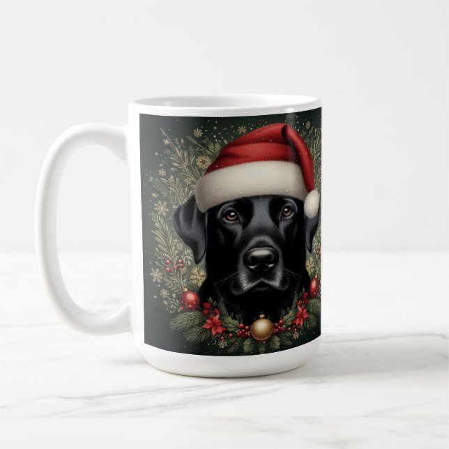 Mug Chien noir du Labrador à Santa Hat (Gauche)