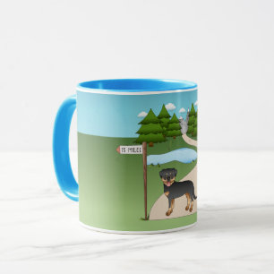 Mug Chien Noir Et Tan Rottweiler Par Un Sentier Randon