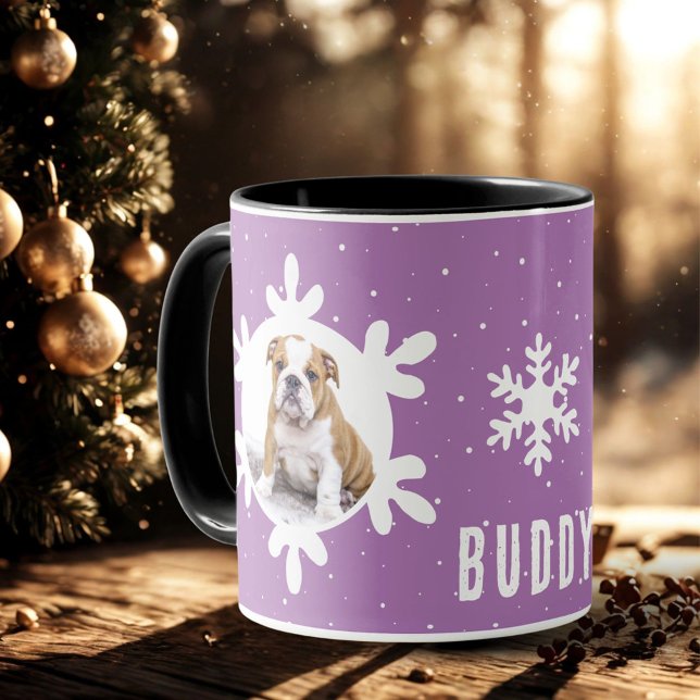 Mug Chien Nom de l'animal de compagnie Photo Purple Fl (Créateur téléchargé)