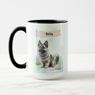 Mug Chien norvégien Elkhound aquarelle personnalisé