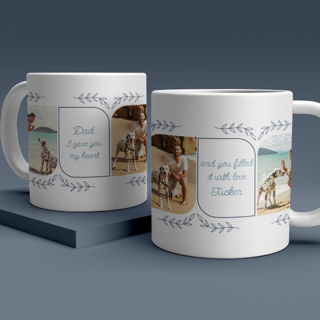 Mug Chien papa 3 Photo verticale Mots d'amour Botaniqu (Créateur téléchargé)