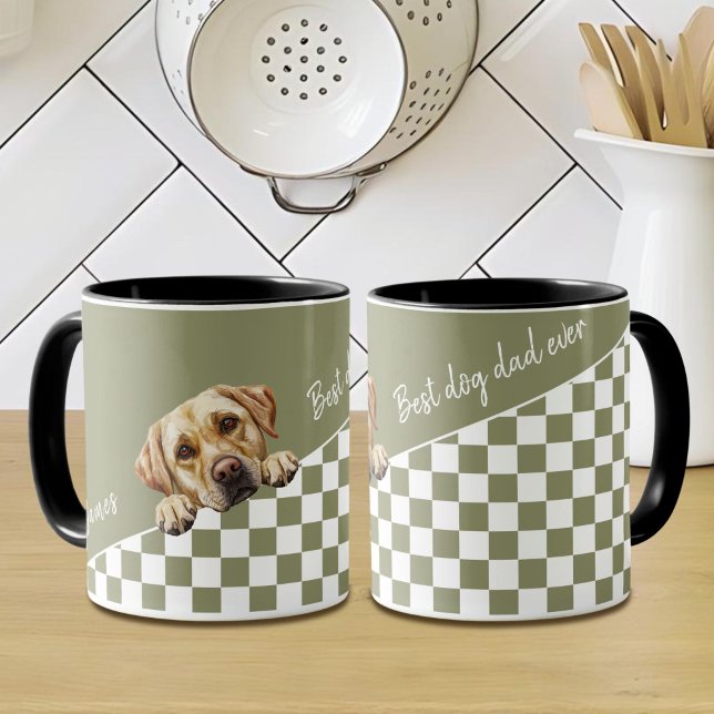 Mug Chien papa Sage Olive Jaune Labrador Custom (Créateur téléchargé)