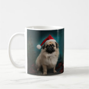 Mug Chien pekingese pendant Noël de neige