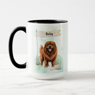Mug Chien personnalisé à l'aquarelle Mastiff Tibétain